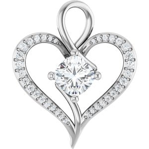 14K X1 White Gold 7x7 mm Cushion Pendant Mounting