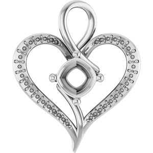 14K White Gold 7x7 mm Cushion Pendant Mounting – image 2