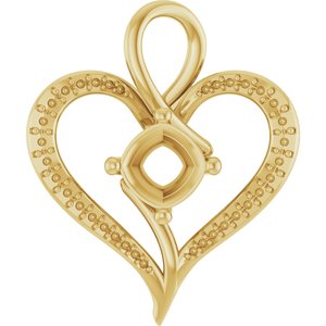 18K Yellow Gold 7x7 mm Cushion Pendant Mounting – image 2