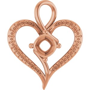 18K Rose Gold 7x7 mm Cushion Pendant Mounting – image 2