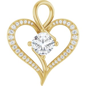 14K Yellow Gold 7x7 mm Cushion Pendant Mounting