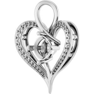 14K White Gold 7x7 mm Cushion Pendant Mounting – image 4