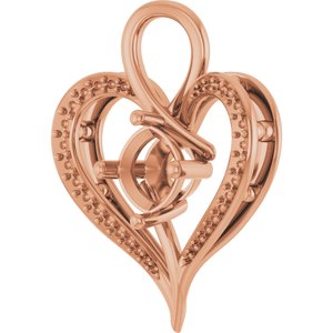 10K Rose Gold 7x7 mm Cushion Pendant Mounting – image 4