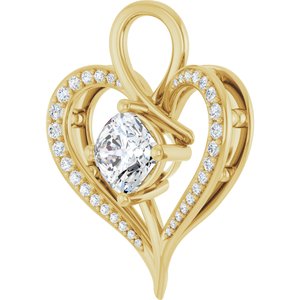 14K Yellow Gold 7x7 mm Cushion Pendant Mounting – image 3