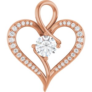 14K Rose Gold 6 mm Round 1/5 CTW Natural Diamond Semi-Set Pendant