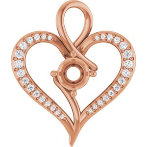 14K Rose Gold 6 mm Round 1/5 CTW Natural Diamond Semi-Set Pendant – image 2