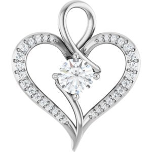 Sterling Silver 6 mm Round 1/5 CTW Natural Diamond Semi-Set Pendant