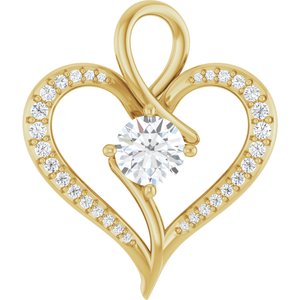 14K Yellow Gold 6 mm Round 1/4 CTW Lab-Grown Diamond Semi-Set Pendant