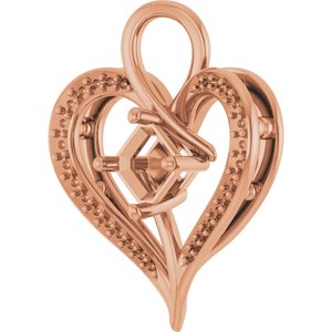 18K Rose Gold 5x5 mm Asscher Pendant Mounting – image 4