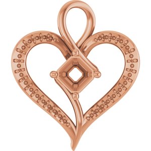 14K Rose Gold 5x5 mm Asscher Pendant Mounting – image 2
