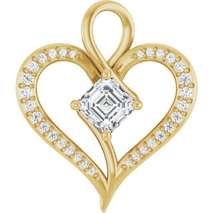18K Yellow Gold 5x5 mm Asscher Pendant Mounting