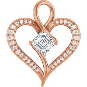 14K Rose Gold 5x5 mm Asscher Pendant Mounting