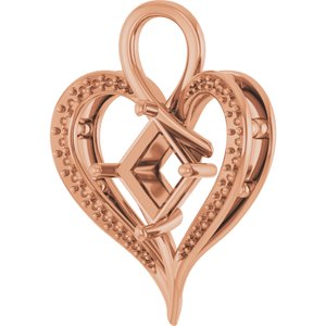 10K Rose Gold 7x7 mm Square Pendant Mounting – image 4