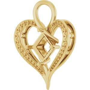 10K Yellow Gold 7x7 mm Square Pendant Mounting – image 4