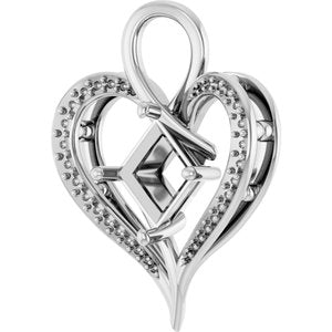 14K White Gold 7x7 mm Square Pendant Mounting – image 4
