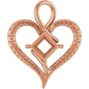 18K Rose Gold 7x7 mm Square Pendant Mounting – image 2