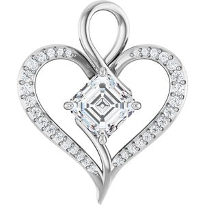10K White Gold 8x8 mm Asscher Pendant Mounting