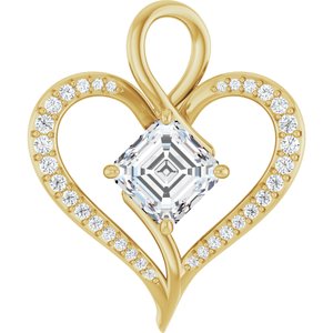 18K Yellow Gold 8x8 mm Asscher Pendant Mounting
