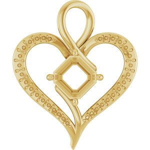 10K Yellow Gold 8x8 mm Asscher Pendant Mounting – image 2