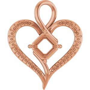 10K Rose Gold 8x8 mm Asscher Pendant Mounting – image 2