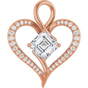 10K Rose Gold 8x8 mm Asscher Pendant Mounting