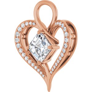 18K Rose Gold 8x8 mm Asscher Pendant Mounting – image 3