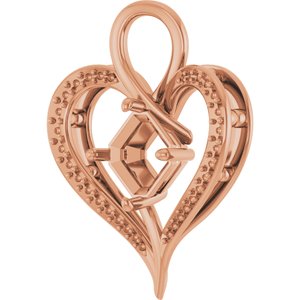 10K Rose Gold 8x8 mm Asscher Pendant Mounting – image 4