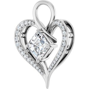 18K White Gold 8x8 mm Asscher Pendant Mounting – image 3