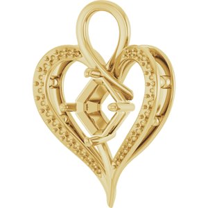 10K Yellow Gold 8x8 mm Asscher Pendant Mounting – image 4