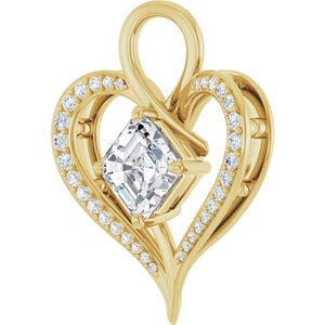14K Yellow Gold 8x8 mm Asscher Pendant Mounting – image 3