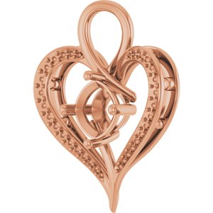 18K Rose Gold 8x8 mm Cushion Pendant Mounting – image 4