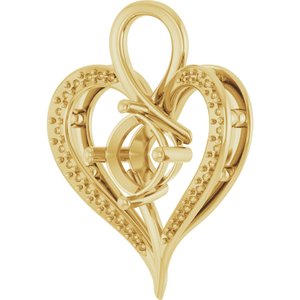 14K Yellow Gold 8x8 mm Cushion Pendant Mounting – image 4