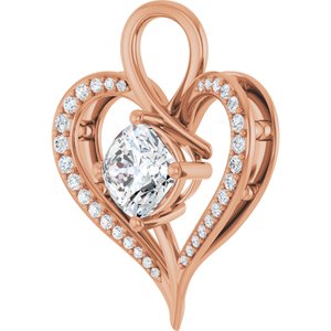 10K Rose Gold 8x8 mm Cushion Pendant Mounting – image 3