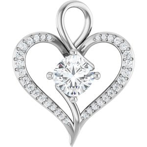 14K X1 White Gold 8x8 mm Cushion Pendant Mounting