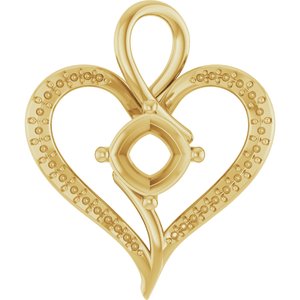 18K Yellow Gold 8x8 mm Cushion Pendant Mounting – image 2