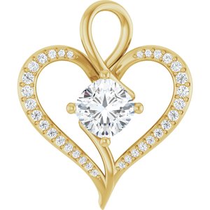 14K Yellow Gold 8x8 mm Cushion Pendant Mounting