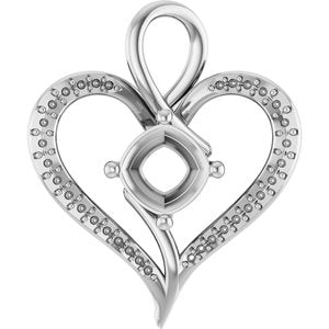 14K White Gold 8x8 mm Cushion Pendant Mounting – image 2