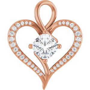 18K Rose Gold 8x8 mm Cushion Pendant Mounting