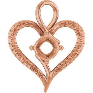 18K Rose Gold 8x8 mm Cushion Pendant Mounting – image 2