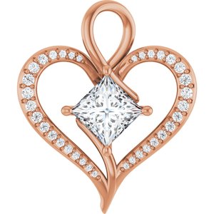 14K Rose Gold 6.5x6.5 mm Square Pendant Mounting