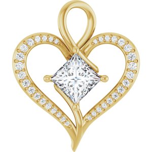 10K Yellow Gold 6.5x6.5 mm Square Pendant Mounting