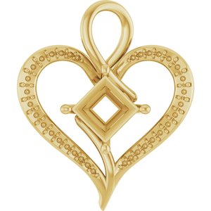 10K Yellow Gold 6.5x6.5 mm Square Pendant Mounting – image 2