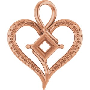 18K Rose Gold 6.5x6.5 mm Square Pendant Mounting – image 2