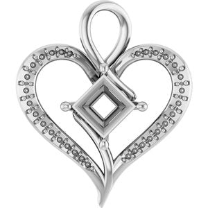 10K White Gold 6x6 mm Square Pendant Mounting – image 2