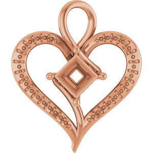10K Rose Gold 5x5 mm Square Pendant Mounting – image 2