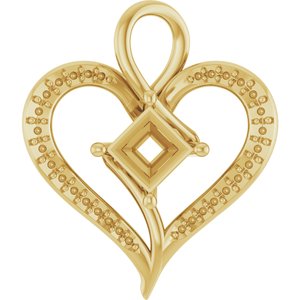 14K Yellow Gold 5x5 mm Square Pendant Mounting – image 2