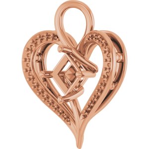 10K Rose Gold 5x5 mm Square Pendant Mounting – image 4