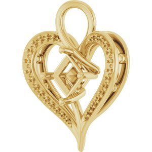 14K Yellow Gold 5x5 mm Square Pendant Mounting – image 4
