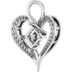 10K White Gold 6x6 mm Square Pendant Mounting – image 4