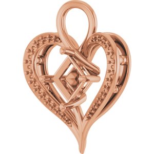 18K Rose Gold 6x6 mm Square Pendant Mounting – image 4